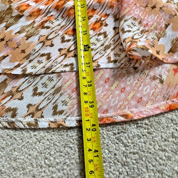 Passport Women's Orange Geometric Pull Up Maxi Lined Preppy Skirt Sz Medium NWT - Picture 8 of 13